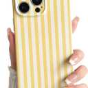 Lovmooful Compatible for iPhone 12 Pro Case Cute Color Striped with Aesthetics Design for Girls Women Soft TPU Shockproof More Protective Girly for iPhone 12 Pro Case-Yellow