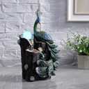 Kalona Tabletop Peacock Waterfall Fountain, 13.39" Indoor Water Feature with Rotating Glass Globe & LED Light-Up Base, Desktop Zen Fountain for Home Office Relaxation Decor (23048)