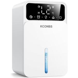 Dehumidifier for Home, 60 OZ Capacity, Auto Shut-Off for Medium Rooms up to 500 Sq.Ft, Portable Quiet for Bedroom Bathroom Basement, 24H Timer & 7 Color Lights (White, 7.36  6.77  10.47 inch)