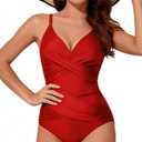 One Piece Swimsuit for Women, Fashion Bathing Suit Swim Suits, Women's Beachwear Swimwear Bikini Set for Woman Girls (Red, M)