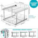 2 Tier Pull Out Cabinet Organizer 20" W X 22" D, Slide Out Drawers For Kitchen Cabinets, Pull Out Drawers For Cabinets Capacity Heavy Duty Caddy, Cabinet Pullout Shelves Chrome-Plated,Bathroom Pantry