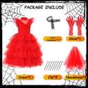 IBQ Kids Red Wedding Dress Girls Halloween Costuems Toddler Horror Comedy Character Bride Cosplay Outfit with Veil Gloves (Red, M)