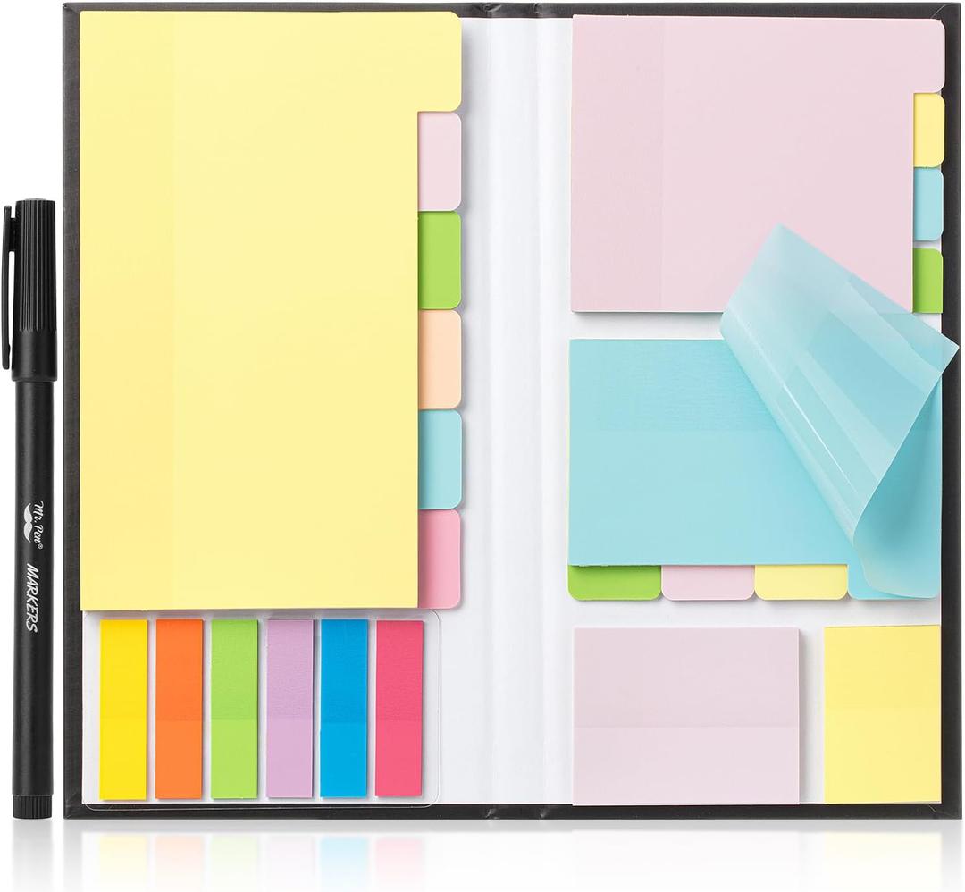 Mr. Pen- Transparent Sticky Notes Set, 380 Pack, Transparent Sticky Notes Tabs with Black Fineliner Pen for Bible Study, Office, School, Planning, Journaling & Organization