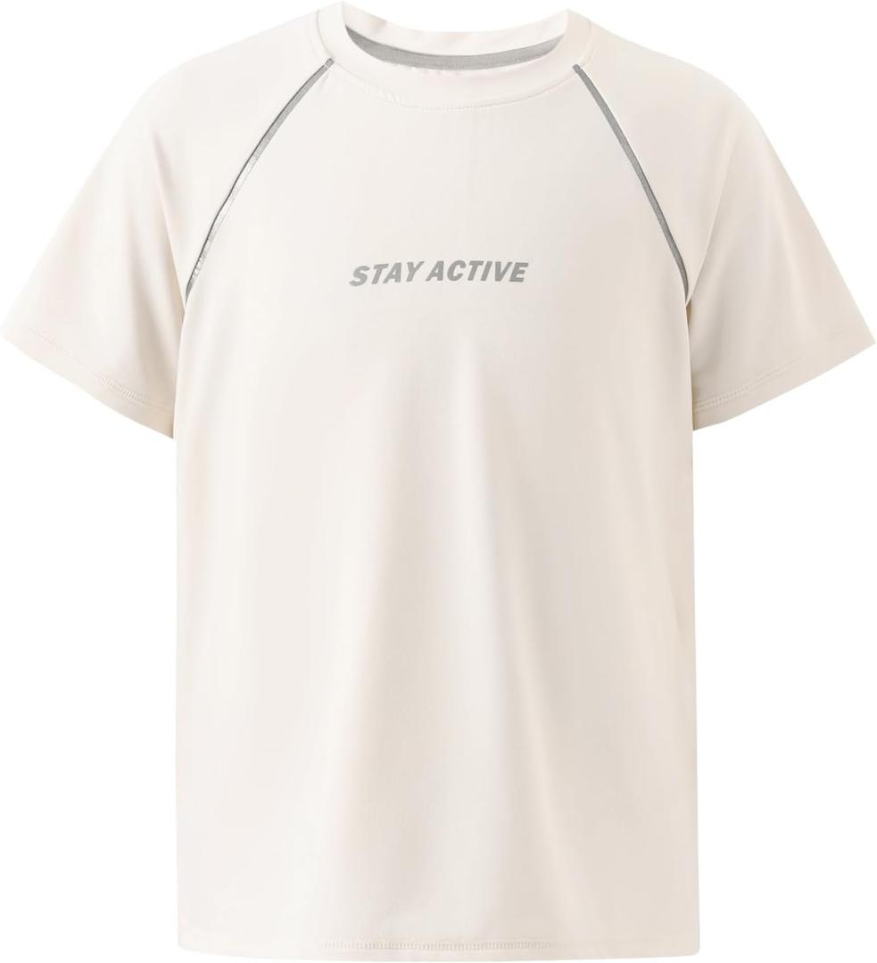 PATPAT Boys Athletic Shirts, Short Sleeve Performance Tee for Boy Girl Kids Youth, Ultra Lightweight & Quick Dry T-Shirt (7-8 Years, XS