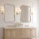 ANDY STAR 24x30'' Gold Bathroom Mirror for Wall, Rounded Corner Scalloped Brass Mirror Butterfly-Shaped in 1 Rustproof Stainless Steel Metal Frame Wall Mounted Vertical/Horizontal for Home Remodel