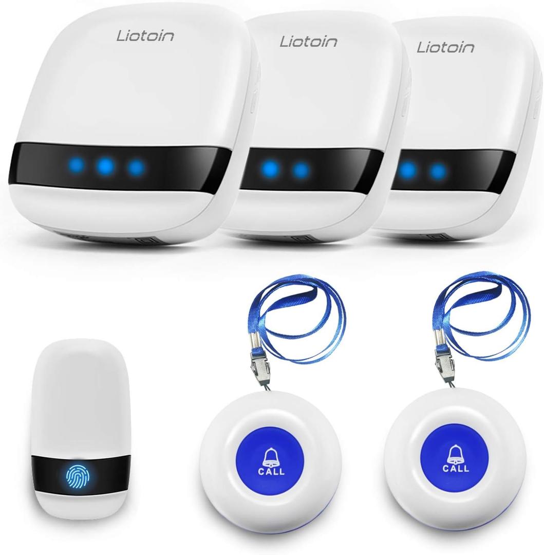 Emergency Call Button for Elderly Pager Wireless Caregiver Alarm System for Patients Elderly Home 3 Transmitters and 3 Receivers …