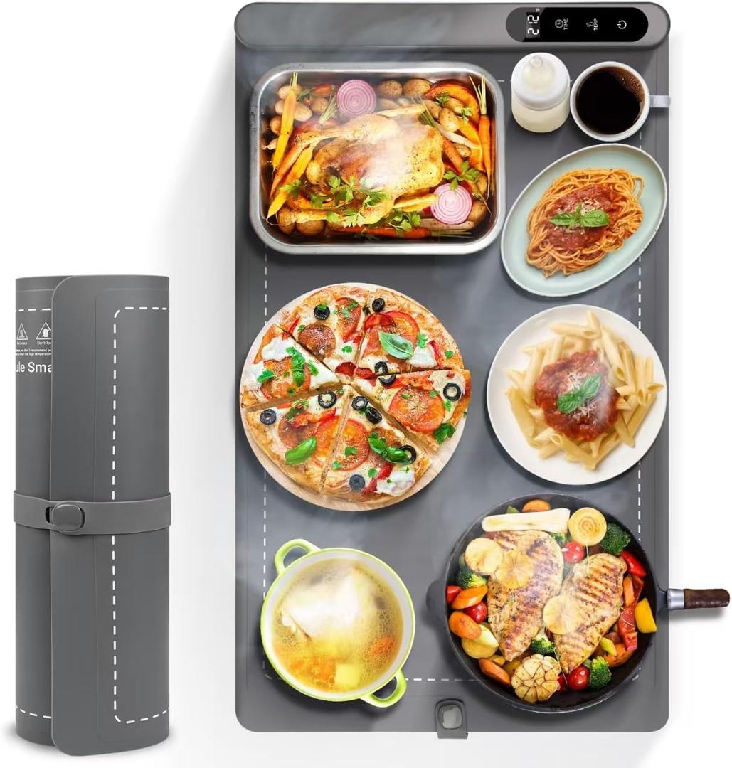 Food Warmer, Food Warming Mat for Parties Buffet, Graphene Heating, Nano Silicone, Roll Up for Storage