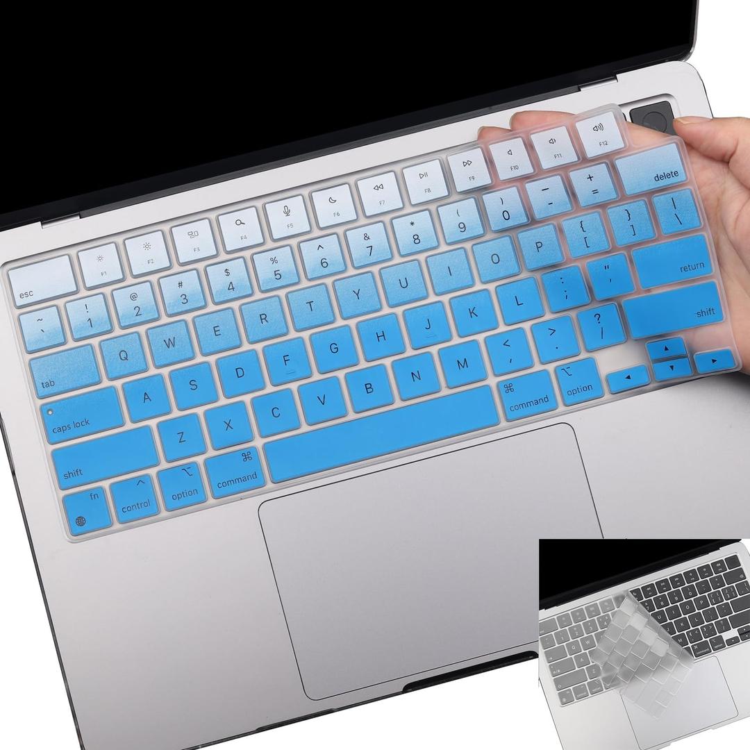 2 Pack Keyboard Cover for 2026-2021 MacBook Pro 14" 16" M5 M4 M3 M2 M1 Pro/Max, 2026-2023 MacBook Air 13" 15" M5 M4 M3 M2, Keyboard Skin for 14.2" 16.2" MacBook Pro /13.6" 15.3" US-Ombreblue
