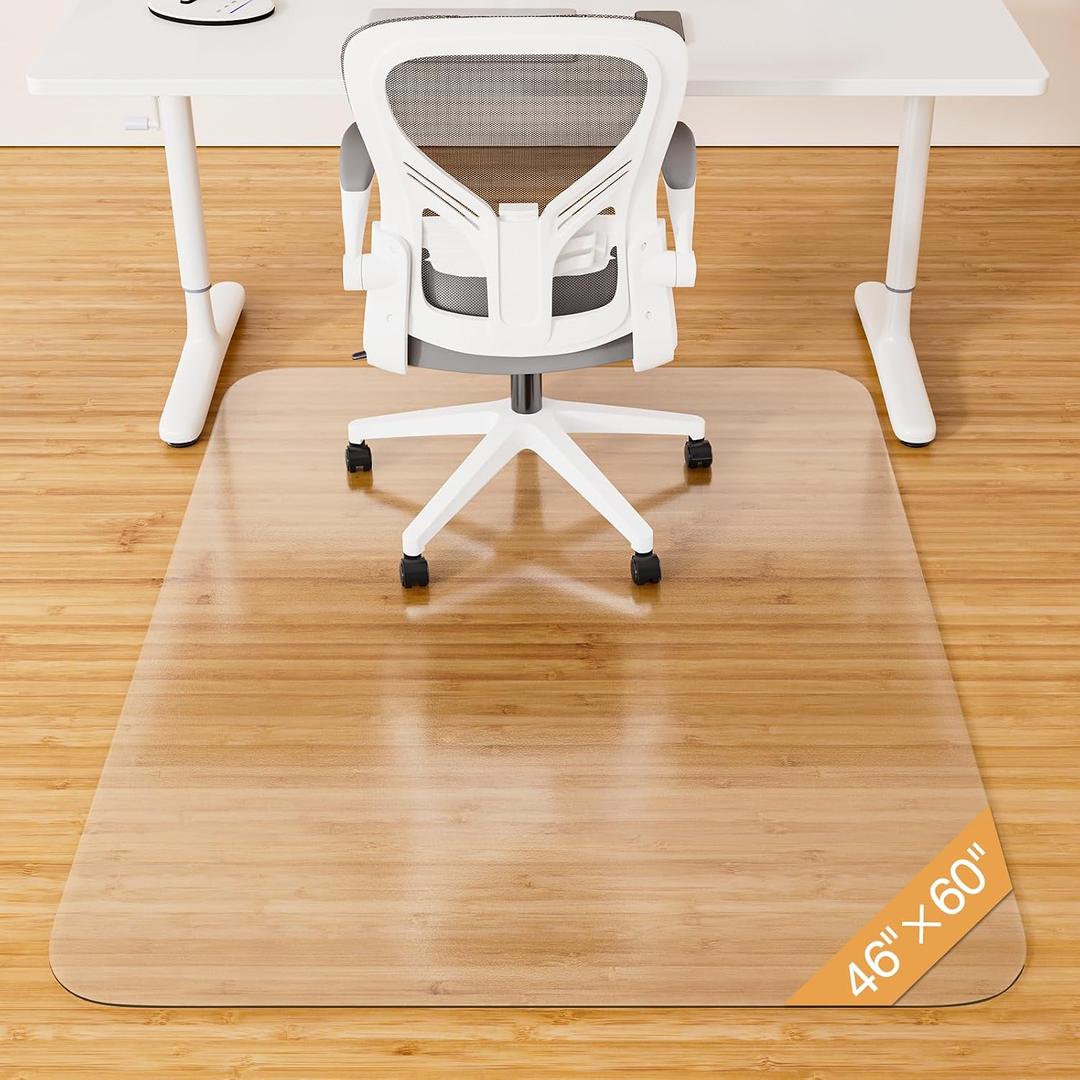 Office Chair Mat for Hardwood Floor, 46" x 60" Clear Plastic Desk Floor Protector, Heavy Duty Non-Slip Chair Mat for Rolling or Gaming Chairs, Durable Computer Mat for Home Office
