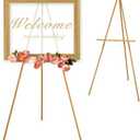 VISWIN Upgraded 63" Gold Wooden Easel Stand for Sign, Tripod Easel for Wedding Sign Stand, Welcome Board, Poster, Picture, Canvas Art Easel Floor with Tray for Display & Painting