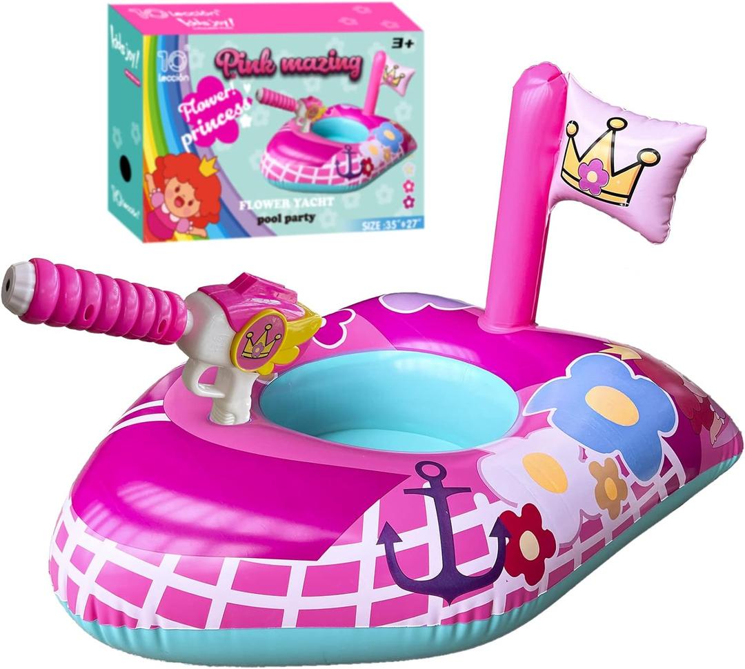 Inflatable Pool Floats Kids-Girls Pool Toys for Toddlers Ages 3-8, Kids Floats for Swimming Pool, Pink Princess Pool Floaties for Summer Water Toys