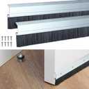 Hushee 2 Pack 36 Inches Brush Door Sweep, Aluminum Door Sweep Bottom, All-Season Metal Brush for Interior Exterior Sealing Gaps Keeps Cold Air, Dust Out(Silver)