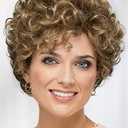 Baruisi Short Curly Wavy Blonde Brown Wigs for Women Natural Looking Synthetic Hair Replacement Wig