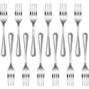 New Star Foodservice 58468 Bead Pattern 18/0 Stainless Steel, Dinner Fork 7.7-Inch Set of 12