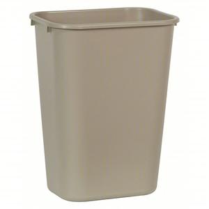 RUBBERMAID COMMERCIAL PRODUCTS Trash Can: Rectangular, Tan, 10 gal Capacity, 11 in Overall Wd, 11 in
