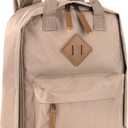 MADISON & DAKOTA Canvas Mini Backpack for Everyday & Day Pack Rucksack in Solid Color Blocks (Almond)