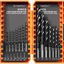 Crosstar M35 Cobalt Drill Bit Set for Hardened Metal & Stainless Steel - 21pcs Titanium Aluminum Nitride Coated (TiAlN), Three-Flute Design, 1/16"-1/2" Metal Drill Bits