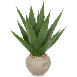 Hollyone Large Artificial Agave Plants 16“ Fake Succulents Potted Faux Aloe Vera Plant in Ceramic Pot Succulent Agave Plants for Desk Modern Office Living Room Table Shelf Home Indoor Outdoor Decor