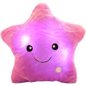Twinkle Star Shaped Plush Pillow, Creative LED Night Light Glow Cushions Stuffed Toys Gifts for Kids, Decoration (Purple), 1 Count