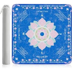 Mahjong Mat for Table 32.4''x32.4'', Rolled Shipping, No Creases Mah Jongg Mat with Carrying Bag for American Mahjong, Poker, Board Games, Card Games & Dominoes - Blue, 32.4 inches x 32.4 inches x 0.11 inches