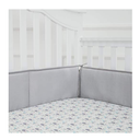 TILLYOU Baby Safe Crib Bumper Pads for Standard Cribs Machine Washable Padded Crib Liner Thick Padding for Nursery Bed 100% Silky Soft Microfiber Polyester Protector de Cuna, 4 Piece/Gray