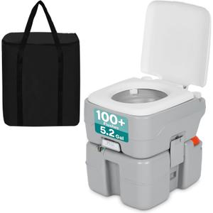 SereneLife 5.2 Gal Portable Camping Toilet For Adults, 100+ Flushes, Porta Potty Camp Toilet with Detachable Waste Tank, Level Indicator, Carry Bag, Suitable for Camping, Hiking, and Boating