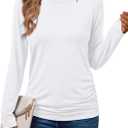 AUTOMET Womens Long Sleeve Shirts Business Casual Tops Ruched Fall Trendy Tshirt 2025 (White, XXL)