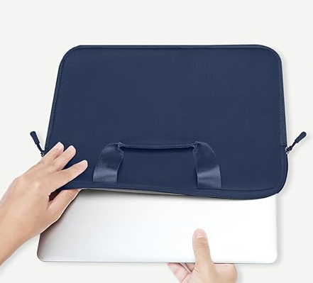 MOSISO Laptop Case 13.3 inch, 13-13.3 inch Laptop Sleeve Bag Compatible with MacBook Air/Pro 13 / Pro 14, HP Dell ASUS, Neoprene Carrying Computer Bag with Handle&Detachable Small Case, Navy Blue