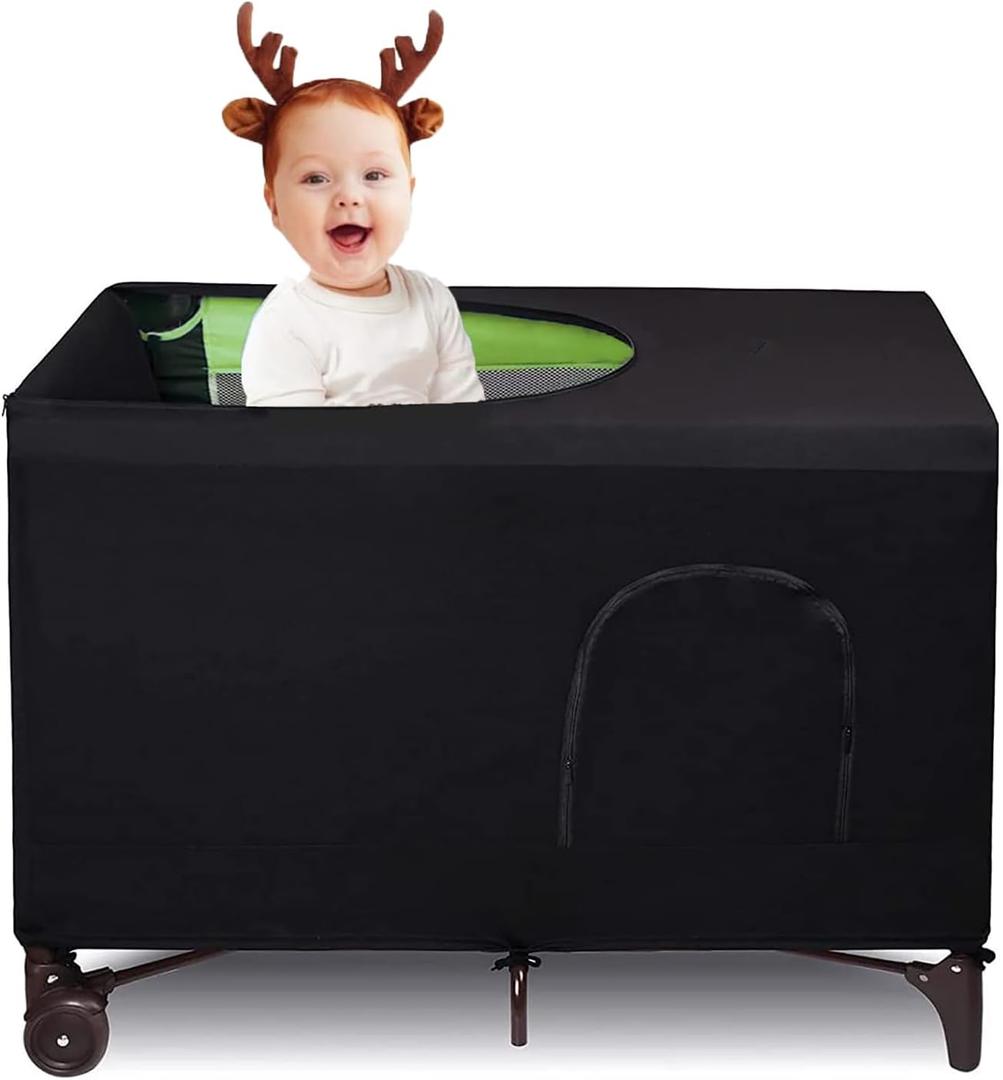 Blackout Crib Canopy Cover Travel Netting Tent Stretchy Breathable Stretch Up to 40"30" for Indoor and Outdoor Children's Sleep Safety (Large)