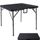Byliable 34" Square Folding Card Table, Fold-in-Half Utility Dining Portable Table Heavy Duty HDPE White Plastic Foldable with Carrying Handle Indoor Outdoor for Picnic, Camping, Party, Black