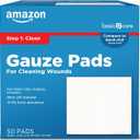 Amazon Basic Care Gauze Pads, 4x4" Sterile Medical Wound Dressing Sponges, 12-Ply, Extra Absorbent, for Cleaning, Covering & Cushioning Cuts & Minor Injuries, 50 Count, 1-Pack (Previously All Health)