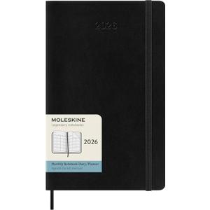 Moleskine Classic 12 Month 2026 Monthly Planner, Soft Cover, Large (5" x 8.25"), Black, 128 pages