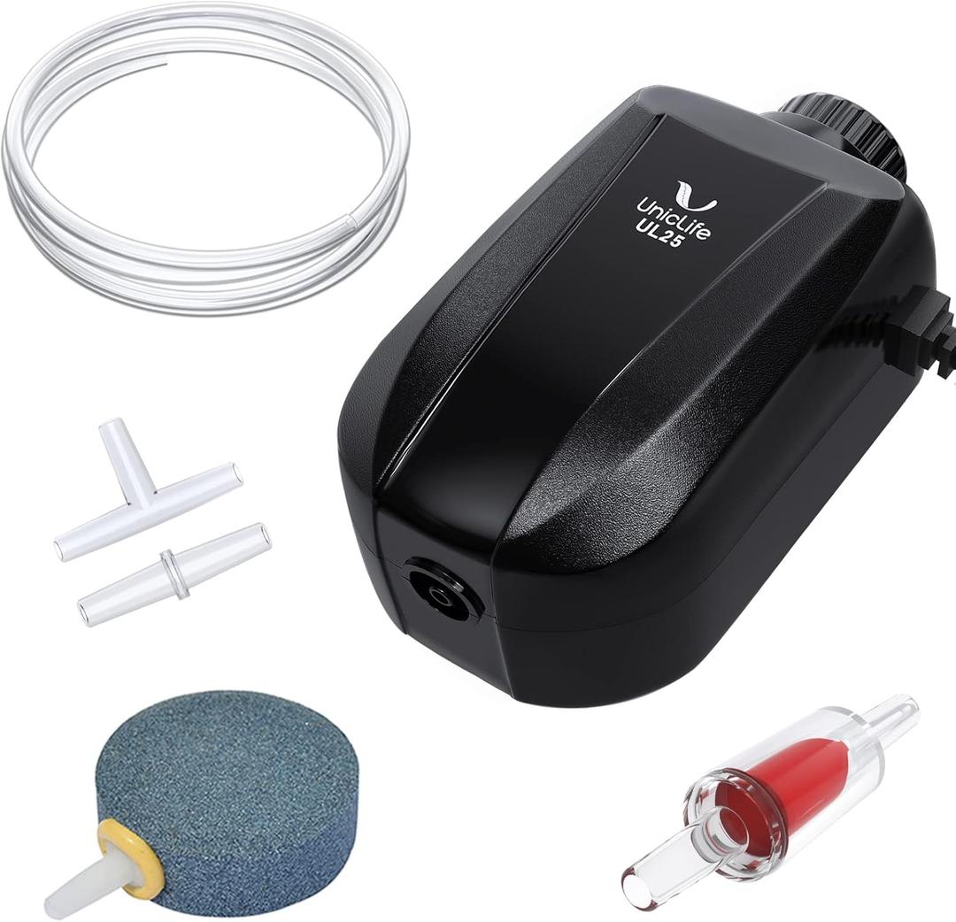 Uniclife Aquarium Air Pump Dual Outlet Fish Tank Aerator with Accessories for 5-200 Gallon Tank