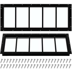 Tandefio 2 Pack 10'' X 29'' Black Basement Garage Door Flush Mount Shed Window with Tempered Glass Household Windows with Srews for Chicken Coop Sheds Barns Playhouse