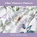 Floral Garden Style Duvet Cover Set Watercolor Purple Bedding Set Smooth Soft Flowers Green Botanical Pattern 3 Pieces 1 Comforter Cover + 2 Pillow Shams(Queen, No Comforter)
