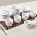 Gaiwan Tea Set,Home Chinese Traditional Gongfu Tea Set,Portable
White Ceramic Tea Sets a Gaiwan,a Serving Splitter,a Tea Towel,and a Tea Tongs,6 Teacups