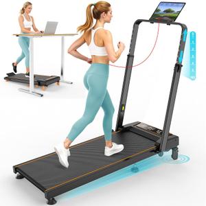 Rayspace Walking Pad with 12% Incline/Adjustable Height, Upgraded 3.5HP Walking Pad with Handle Bar, 4 in 1 Foldable Under Desk Treadmill, Electric Portable Treadmills for Home 350LBS, LED Display (Black)