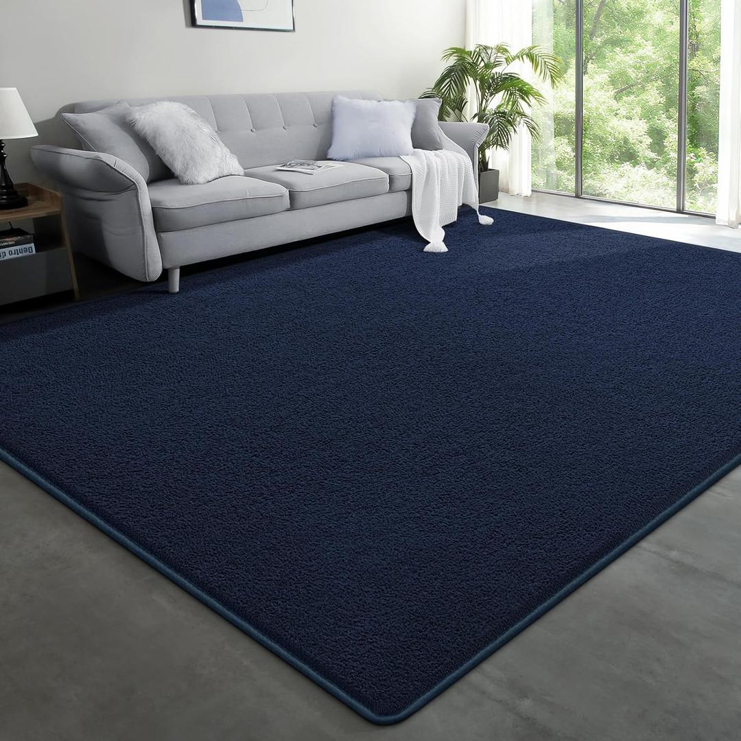 Large Modern Area Rugs for Living Room Bedroom, 5x8 Feet Navy Blue Ultra Soft Solid Thickened Memory Foam Indoor Minimalist Carpets, Non-Slip Comfy Rugs for Boys Girls Nursery Kids Room Home Décor