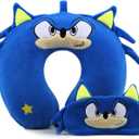 Superhero Travel Pillow for Kids & Adults with Sleep Eye Mask, Memory Foam U-Shaped Neck Pillow with Washable Cover, Soft Head Support Travel Accessories for Airplane Car Train Bus Recline, Royal Blue