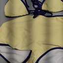 MakeMeChic Women's Polka Dots Triangle Bikini Sets Swim Shorts Y2K Leopard Striped Bathing Suit Swimsuit (Yellow, M)