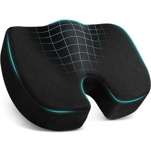 Seat Cushion,Lumbar Support Pillow for Office Chair,Memory Foam Coccyx Seat Cushion,Ergonomic Mesh Back Support Pillow,Office Desk Chair Cushion for Sciatica,Back&Tailbone Pain Relief,Black
