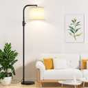 Ambimall   Floor Lamp - Floor Lamps 9W  Light Bulb Included, Standing Lamps for Living Room with Adjust Head, Modern Standing Tall Light Rotary Switch for Office (A:Black and Linen Beige)