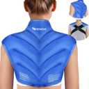 Chenove Ice Pack for Shoulders Upper Back with Strap, Neck and Shoulder Ice Pack Wrap Rotator Cuff Gel Reusable with Cold Compression Therapy, Soreness (Blue)