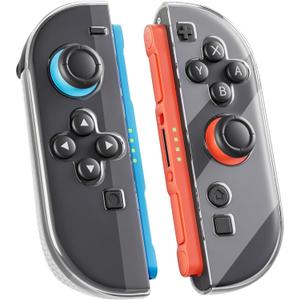 FUNDIARY Replacement for Nintendo Switch 2 Controller, Switch Wireless Controllers Compatible with Switch 2, Anti-Slip Soft TPU Protective Cover with 2 Thumb Caps, Clear