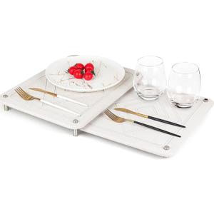 2PCs Large Stone Drying Mat for Kitchen Counter, Quick Drying Matt Kitchen Counter, Large Dish Dryer Mat, Diatomaceous Earth Dish Drying Mat with Non-Slip Feet