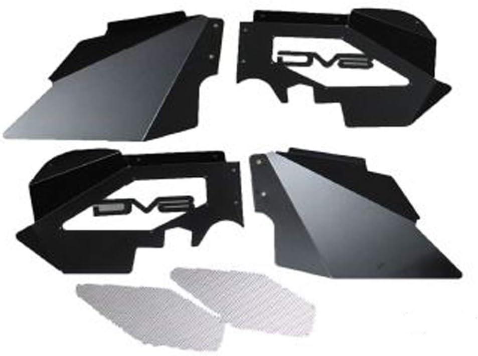 DV8 Offroad Inner Fender Liner Set fits 2007-2018 Wrangler JK | Front Wheel Wells | Vented for Airflow | Aluminum Construction | Black Satin Finish