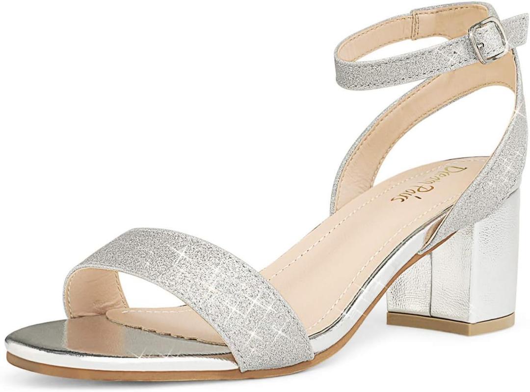 DREAM PAIRS Women's Open Toe Ankle Strap Low Block Chunky Heels Sandals Party Dress Pumps Shoes (5)