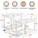 Delamu 2-Tier Multi-Purpose Bathroom Under Sink Organizers and Storage, Stackable Kitchen Pantry Organization, Pull Out Medicine Cabinet Organizer with Movable Dividers, White, 4Pack