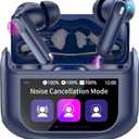 Wireless Earbuds, Bluetooth 5.4 Headphones with Multifunctional Touch Screen, 48H Bass Stereo Ear Buds with ANC/ENC Noise Cancelling/Transparency Mode, IPX7 Earphones with 5 EQ Modes, Cobalt Blue