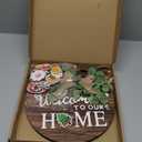 Double Sides Interchangeable St Patricks Day Welcome Sign Front Door Decor with 20 Seasonal Icons 2 in 1 Round Wood Wreaths Wooden Gifts House Outdoor Indoor Home Decorations All Seasons (Brown)